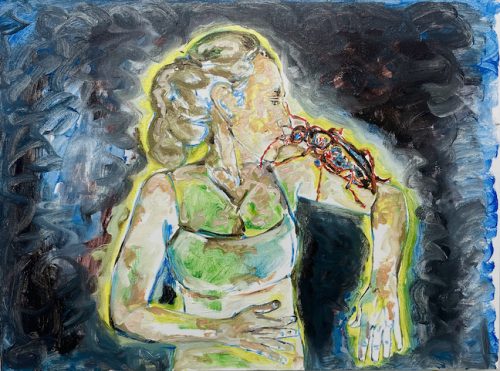 Ebenezer Singh, Love bug, oil on linen,34X28