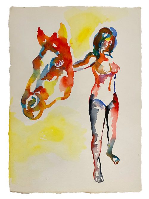 Low Res - 1. Talk to the Horse, Watercolor on Handmade Paper, 12.5X9.5